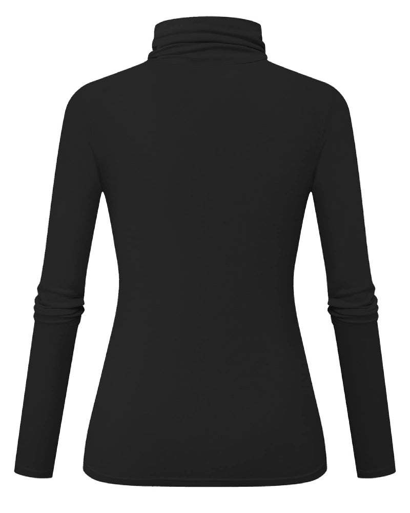 Herou Women's Long Sleeve Lightweight Soft Pullover Turtleneck Tops Shirts Black X-Large - Image 2